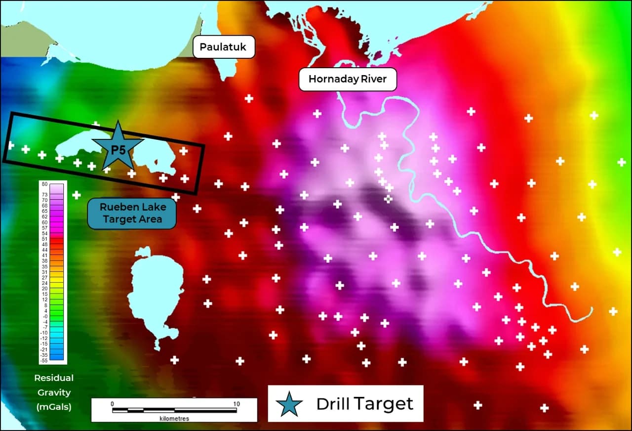 P5 drill target location, over residual gravity